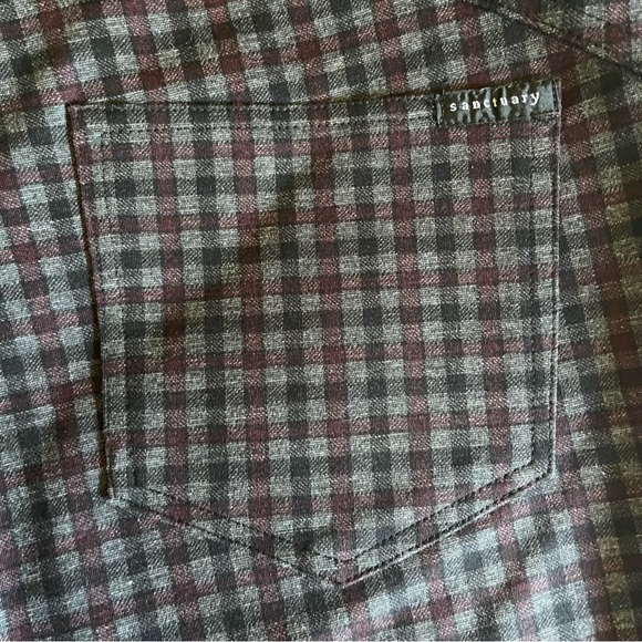 Sanctuary Red And Black Tiny Check Pull On Leggings - Picture 9 of 16